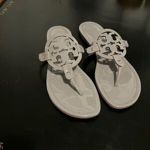 Tory Burch Gray Patent-leather Miller Sandals